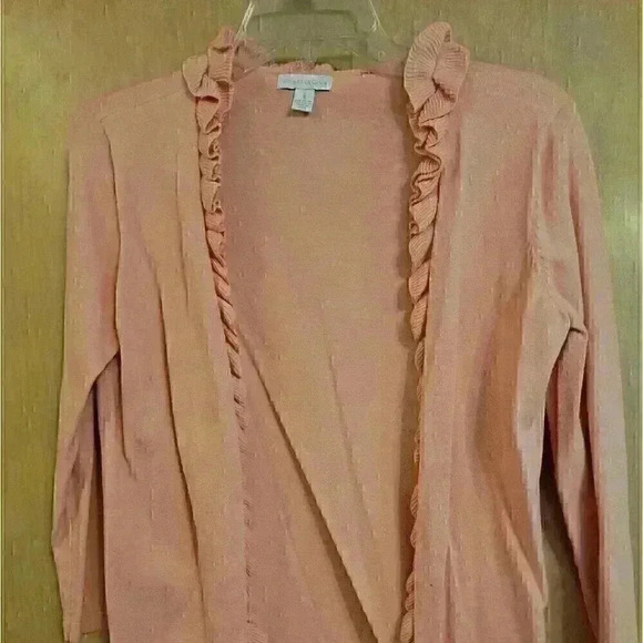 Charter Club pink Ruffel Open Front Sweater Small S - Picture 3 of 6